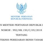 KEPUTUSAN MENTERI PERTANIAN REPUBLIK INDONESIA NOMOR : 992/HK.150/C/05/2018